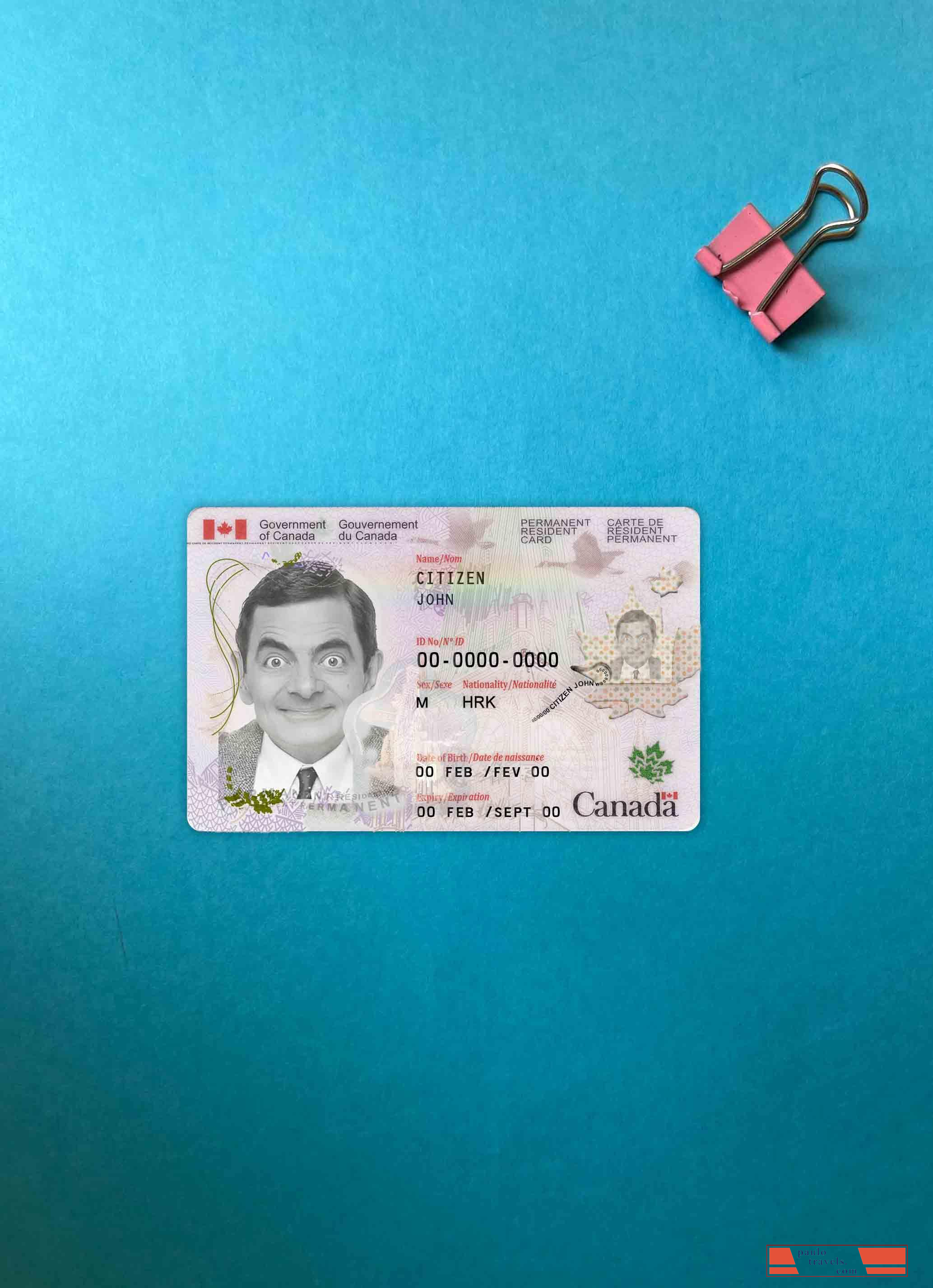 Canada permanent resident card version 2 photolook FRONT PSD template